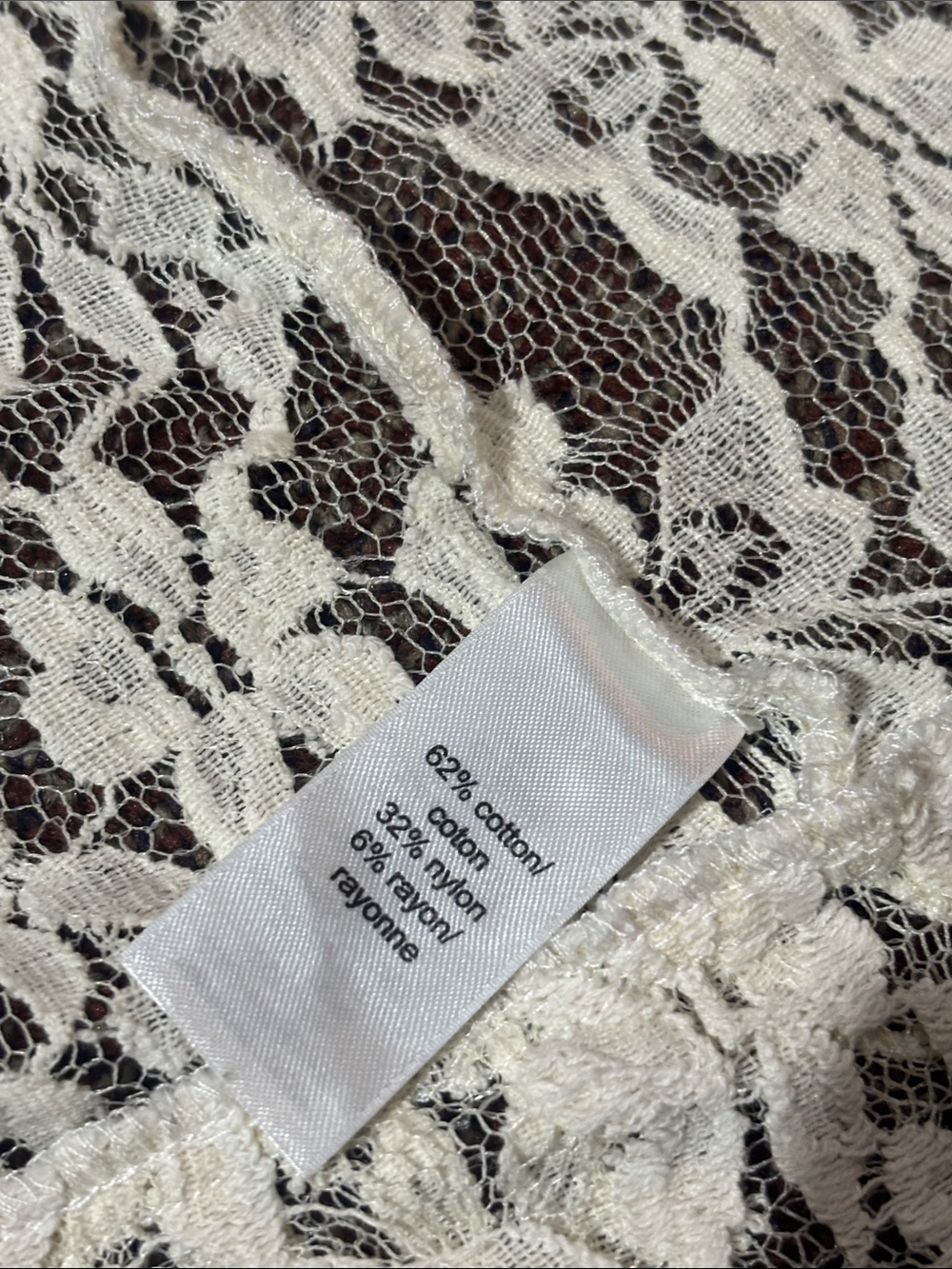 Cream lace moto jacket asymmetrical zipper collared long sleeve dainty jacket L - Picture 7 of 12